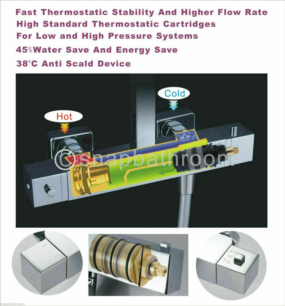 Modern Splash Chrome Thermostatic Shower Set-H-17