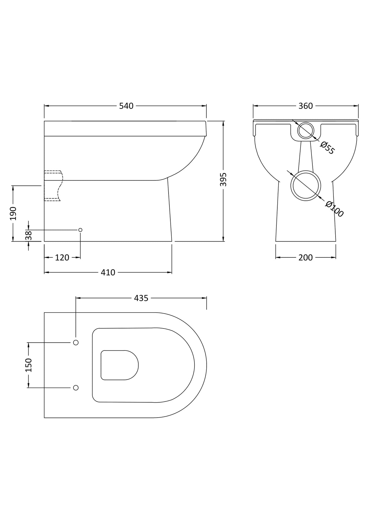 Modern Splash Milo Round Back to Wall Toilet Pan