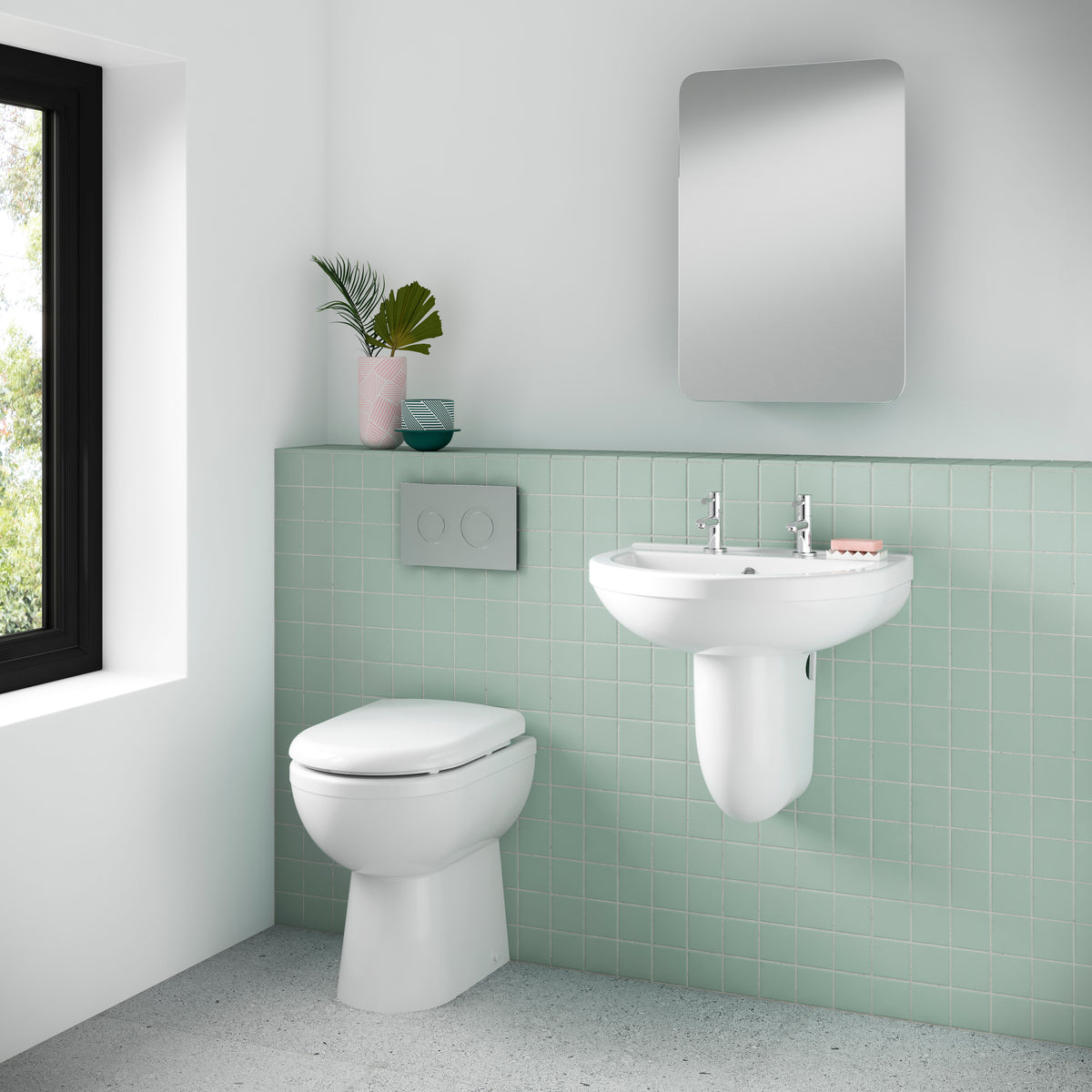 Modern Splash Milo Round Comfort Height Back to Wall Toilet Pan