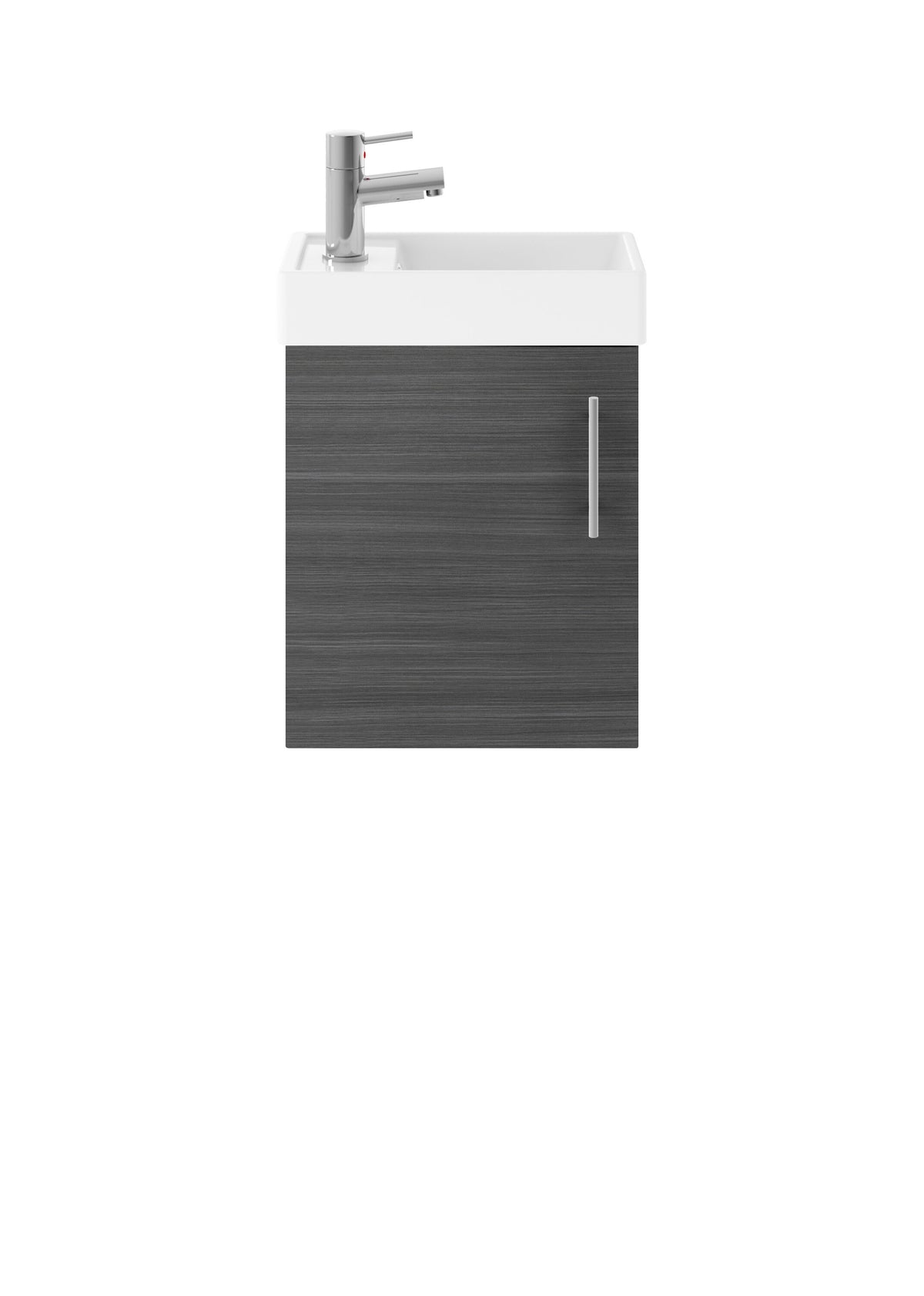 Modern Splash 400mm Anthracite Wall Hung 1 Door Compact Vanity Unit With 1 Tap Hole Basin