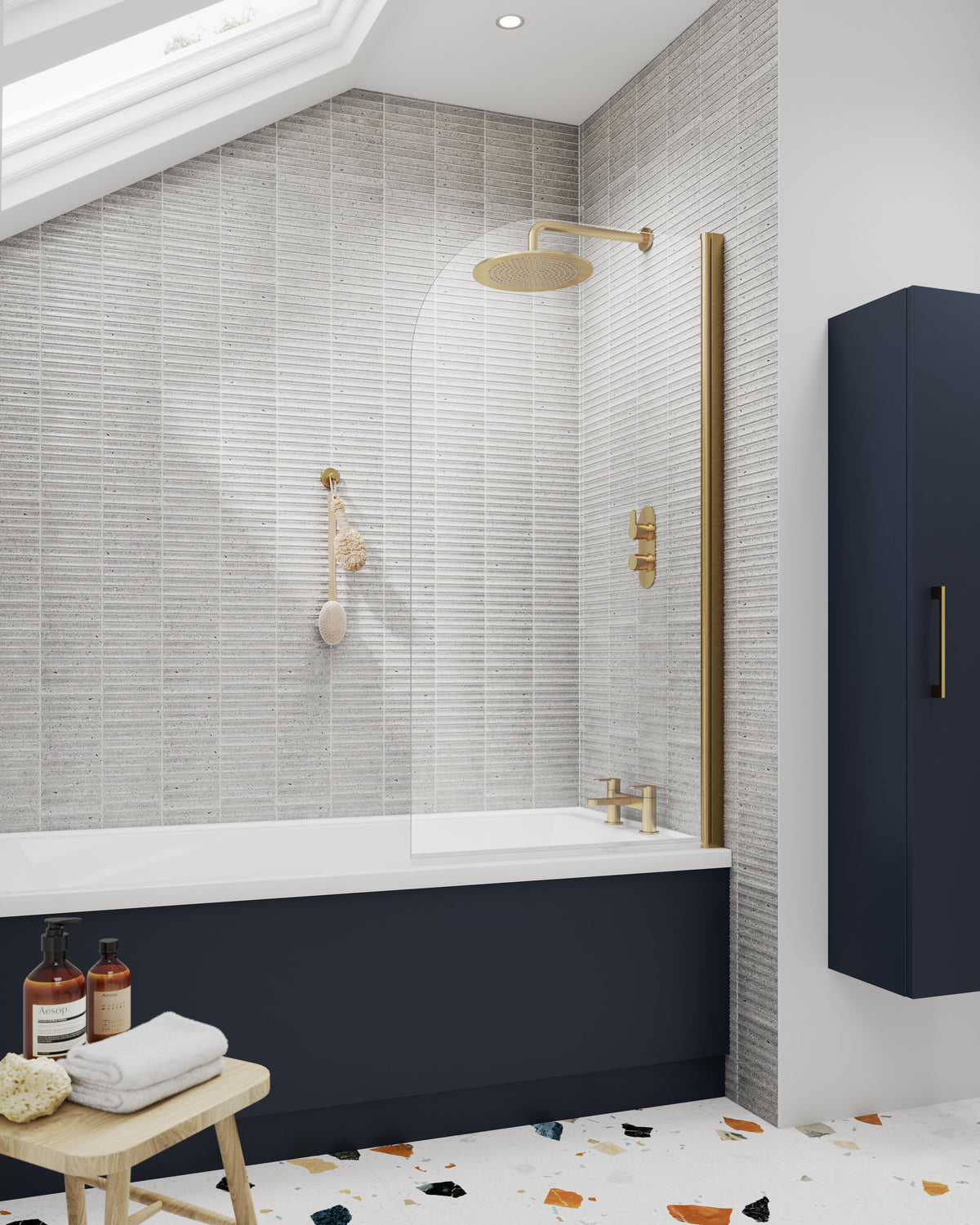 1800mm Charcoal Black MFC Woodgrain Front Bath Panel With Plinth
