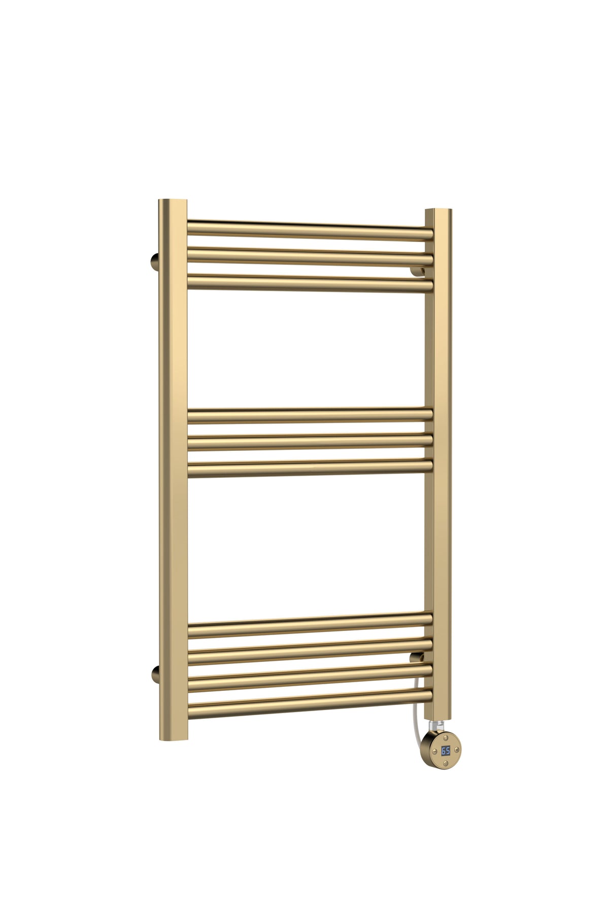 Modern Splash Brushed Brass 800mm x 500mm Vertical Electric Heated Towel Rail