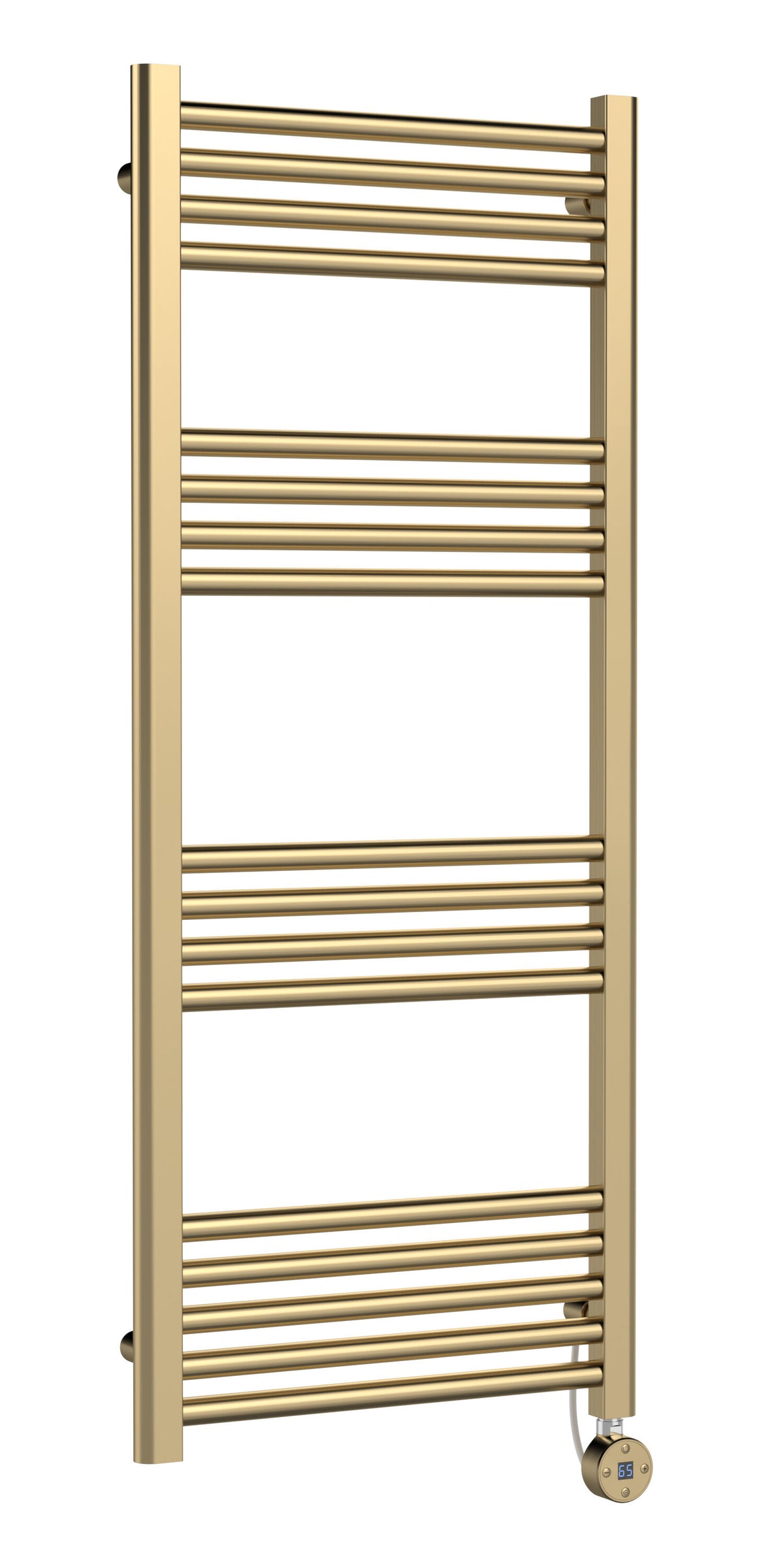 Modern Splash Brushed Brass 1200mm x 500mm Vertical Electric Heated Towel Rail