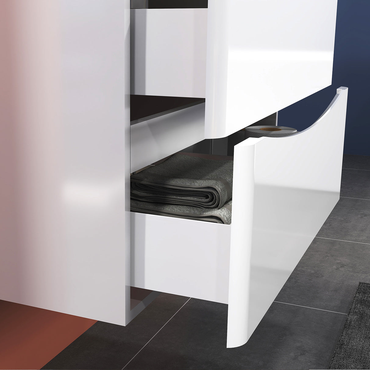 Modern Splash Wall-Mounted White Bathroom Vanity Unit With Integrated Sink and 2 Soft-Close Drawers 800*395*500mm