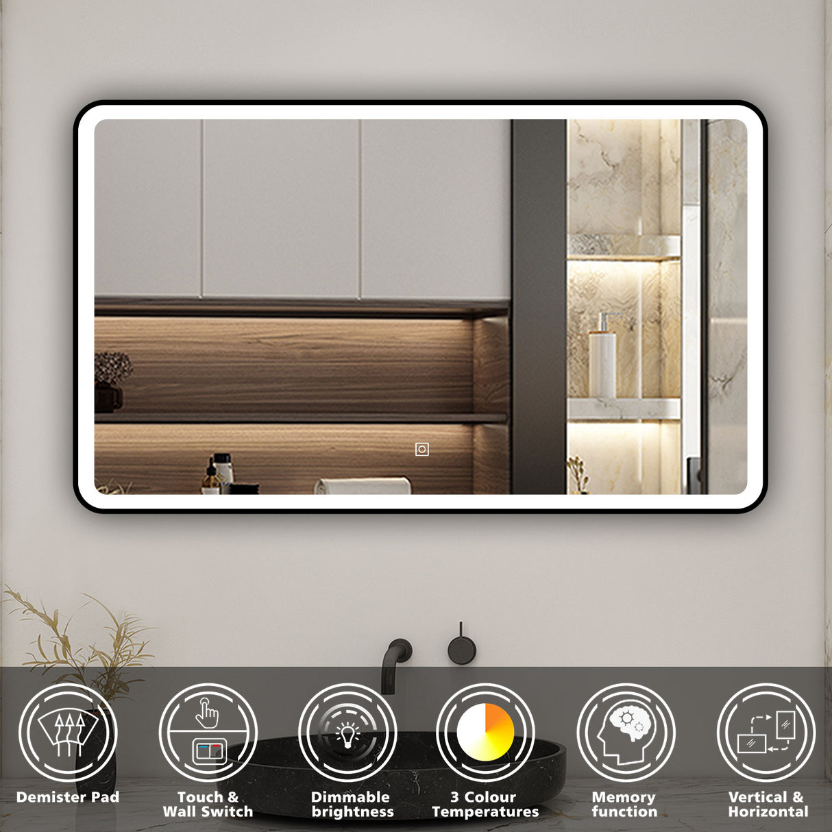 Modern Splash Led Mirror- BM-HDFK1505H