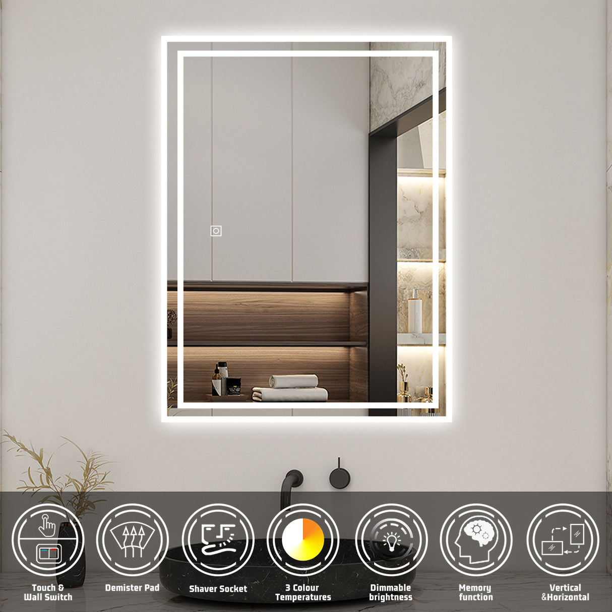 Modern Splash Led Mirror- BM-HDS1403