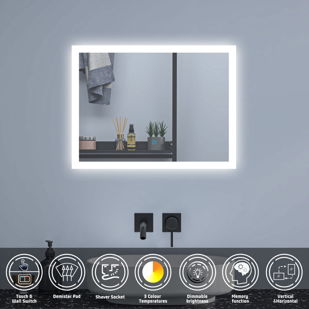 Modern Splash Led Mirror- BM-HDS1316