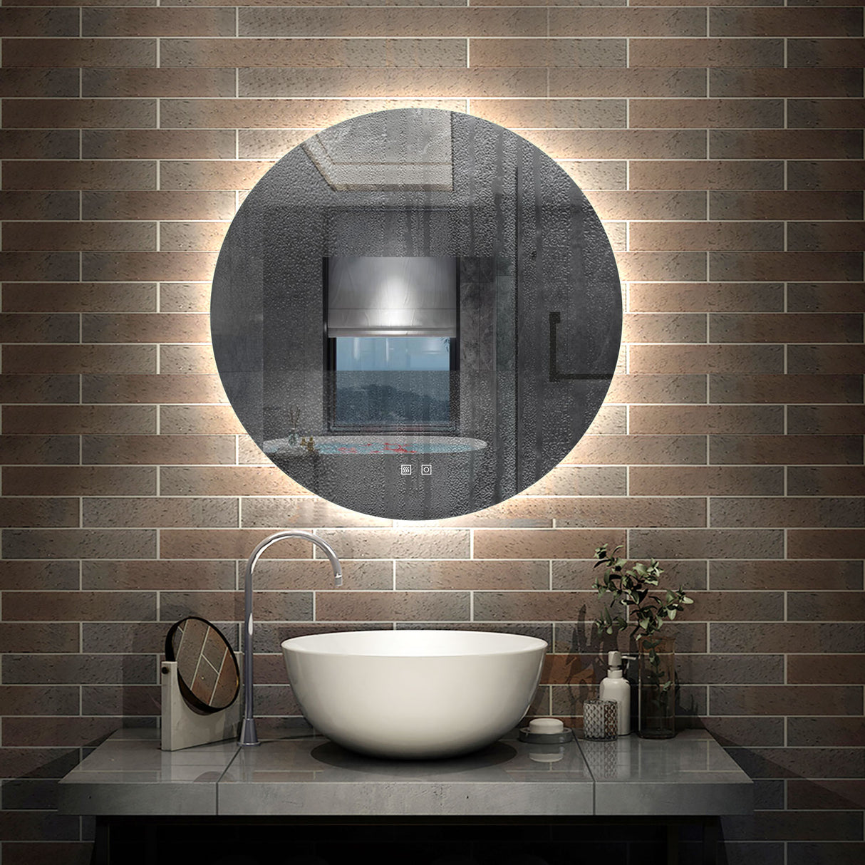 Modern Splash 600*600 adjustable brightness Led Mirror with Anti-fogging