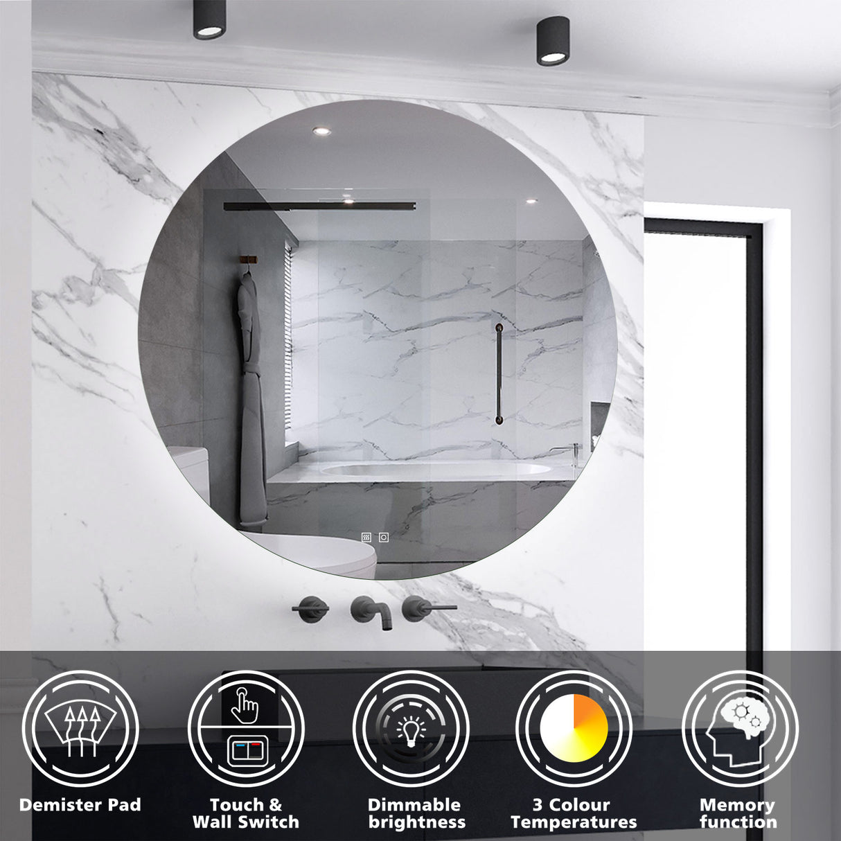 Modern Splash Led Round Mirror- BM-HD1908