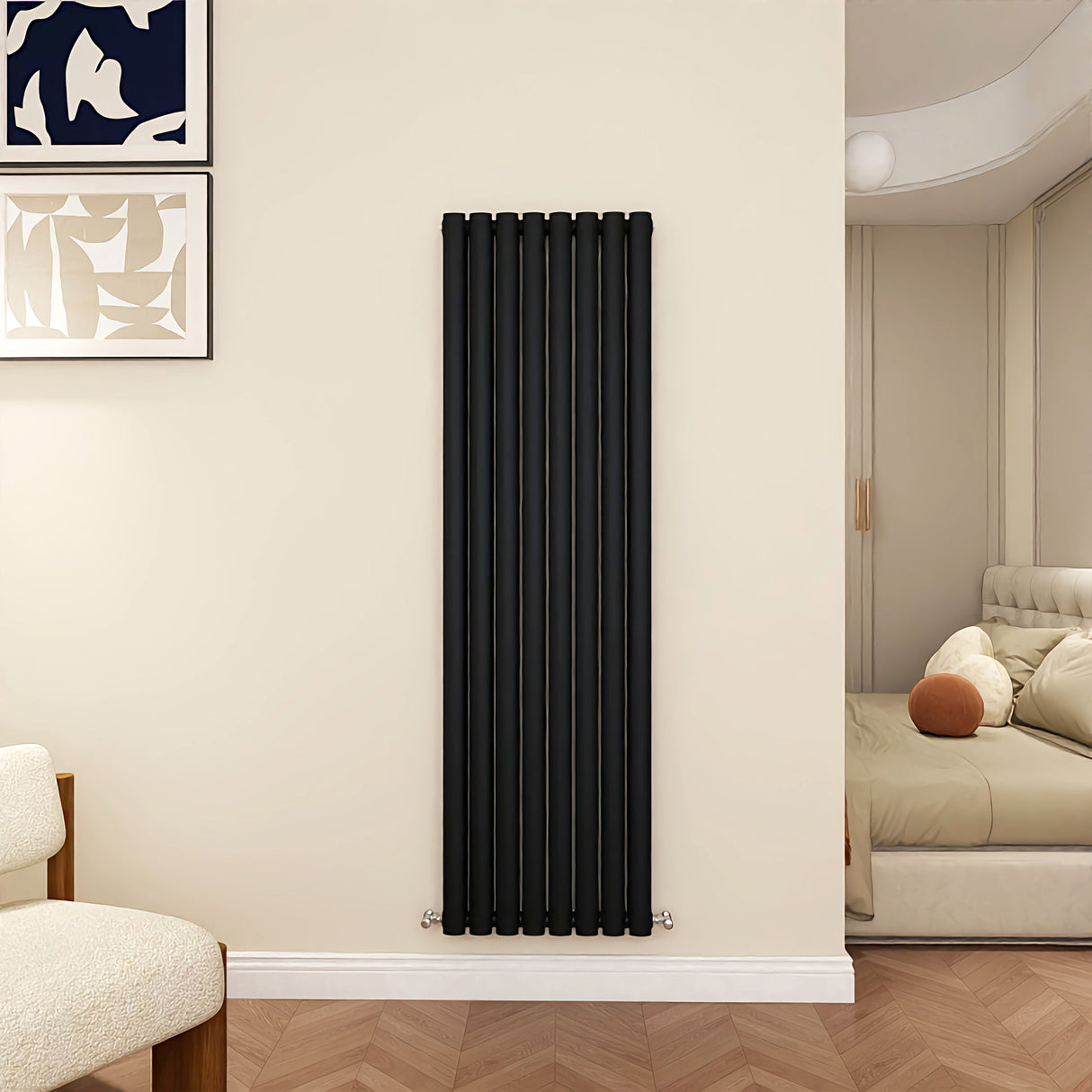 Modern Splash Oval Column Black radiator-NZ16-8-2K