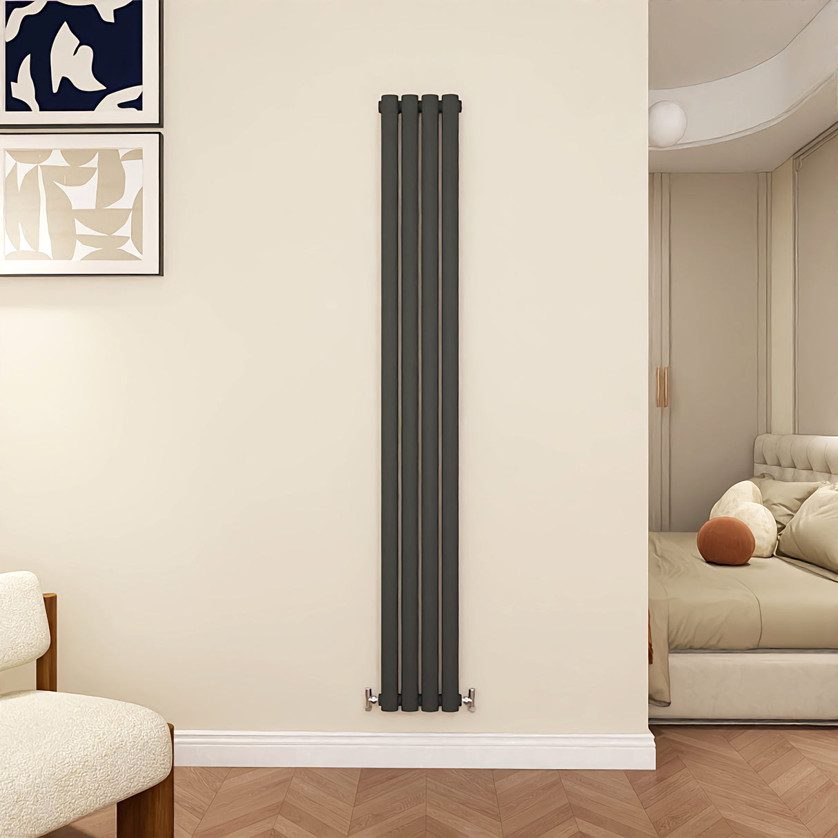 Modern Splash Oval Column Anthracite radiator-NZ18-4-1N