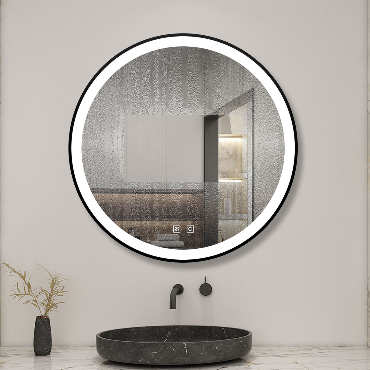 Modern Splash 900*900mm adjustable brightness Led Mirror with Anti-fogging