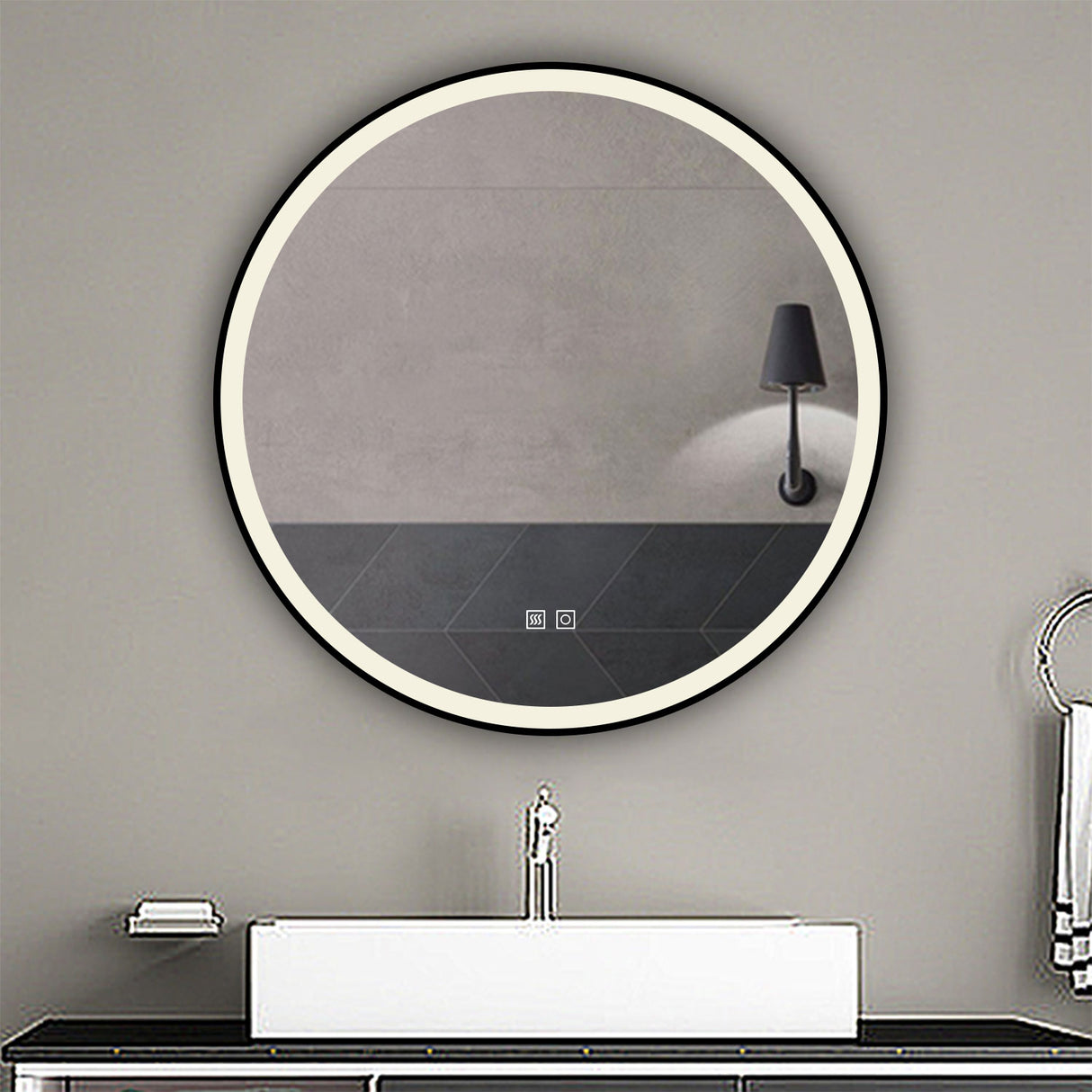Modern Splash Led Round Mirror- BM-HDYK1705H