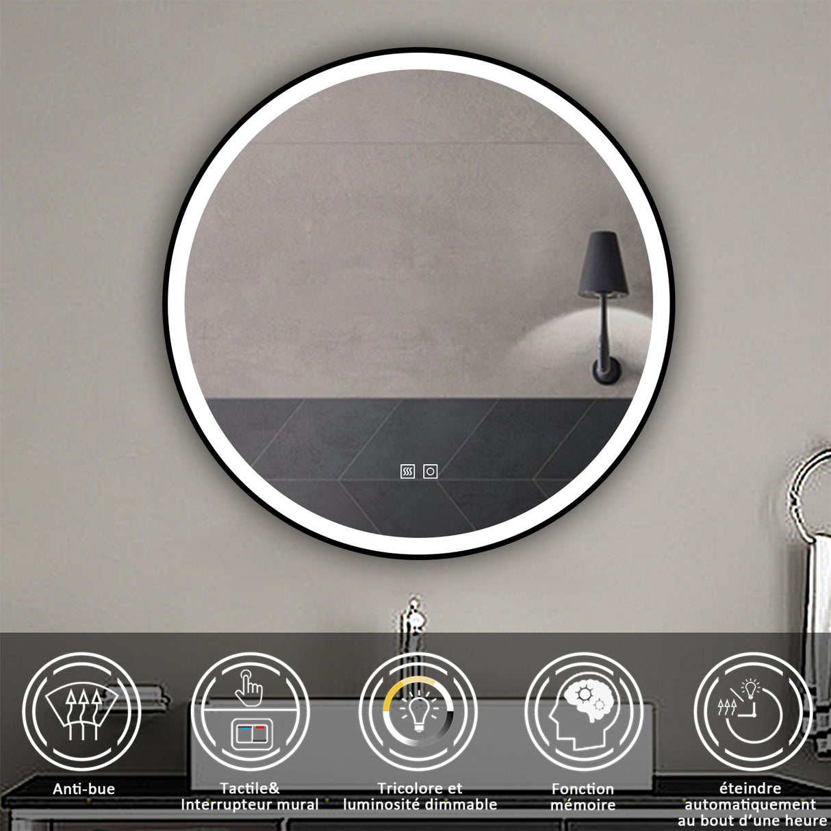 Modern Splash Led Round Mirror- BM-HDYK1705H