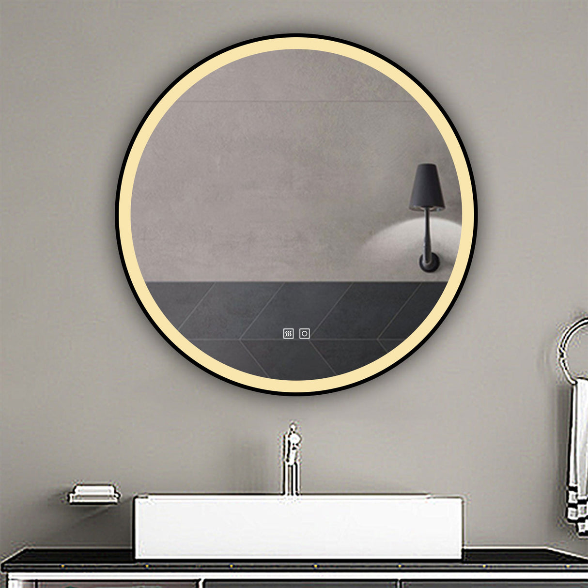Modern Splash Led Round Mirror- BM-HDYK1705H