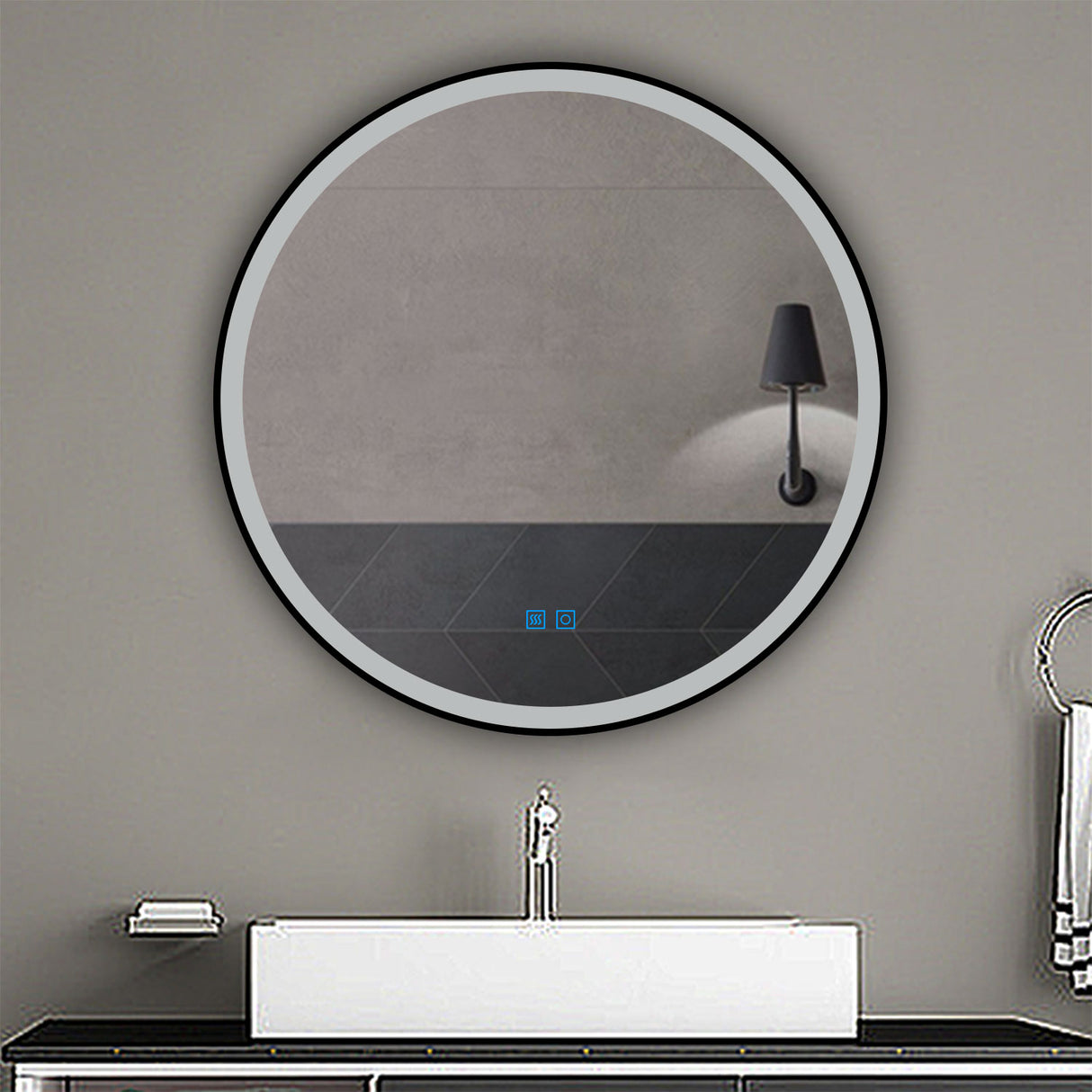 Modern Splash Led Round Mirror- BM-HDYK1705H