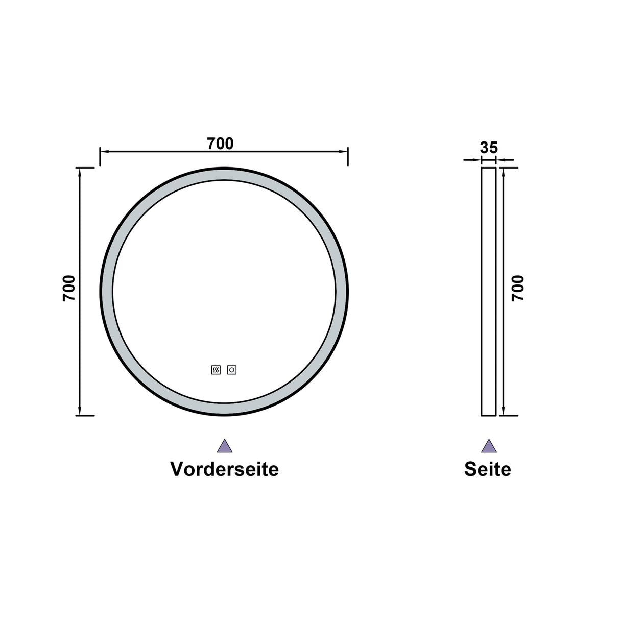 Modern Splash Led Round Mirror- BM-HDYK1704H