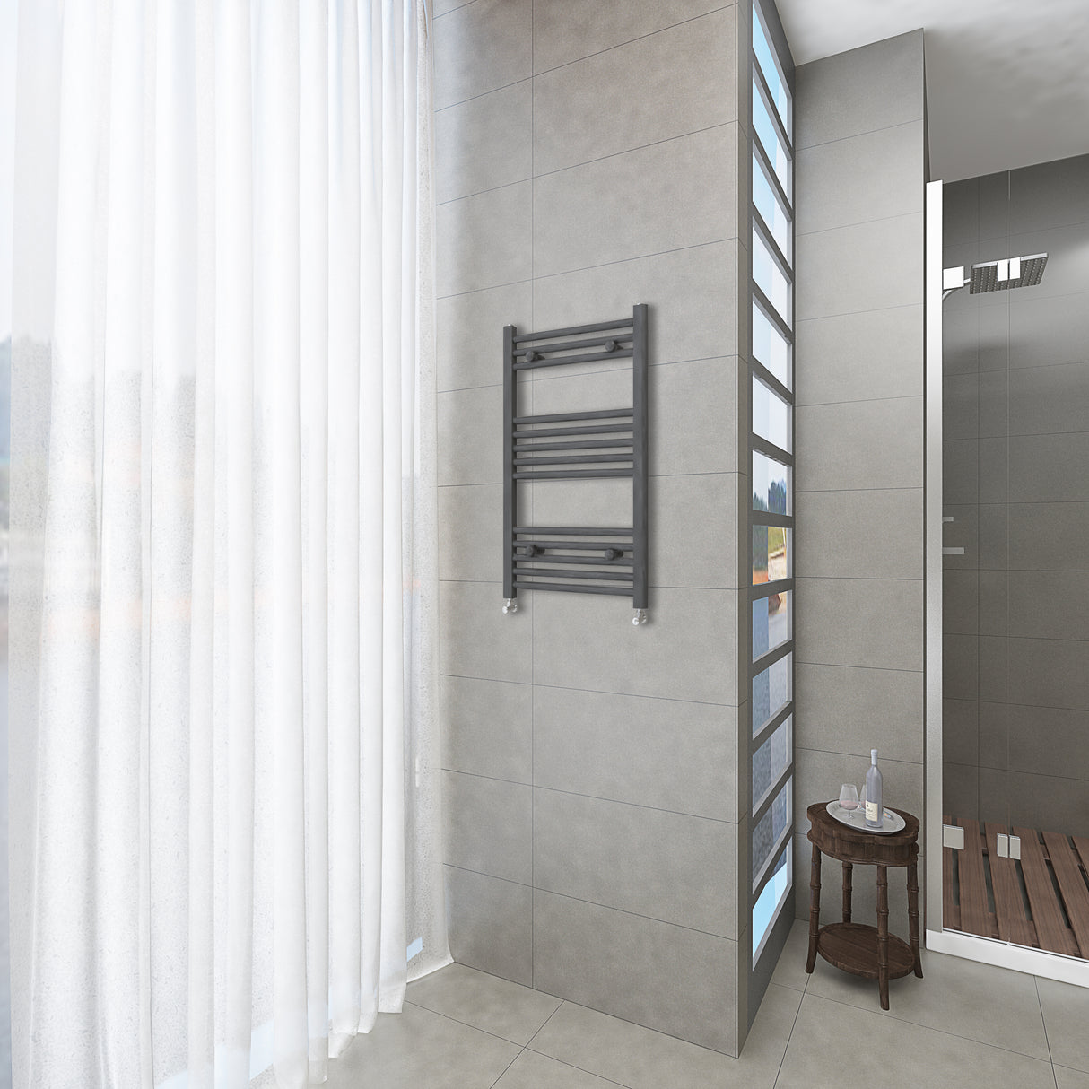 Anthracite vertical tall bathroom towel radiator