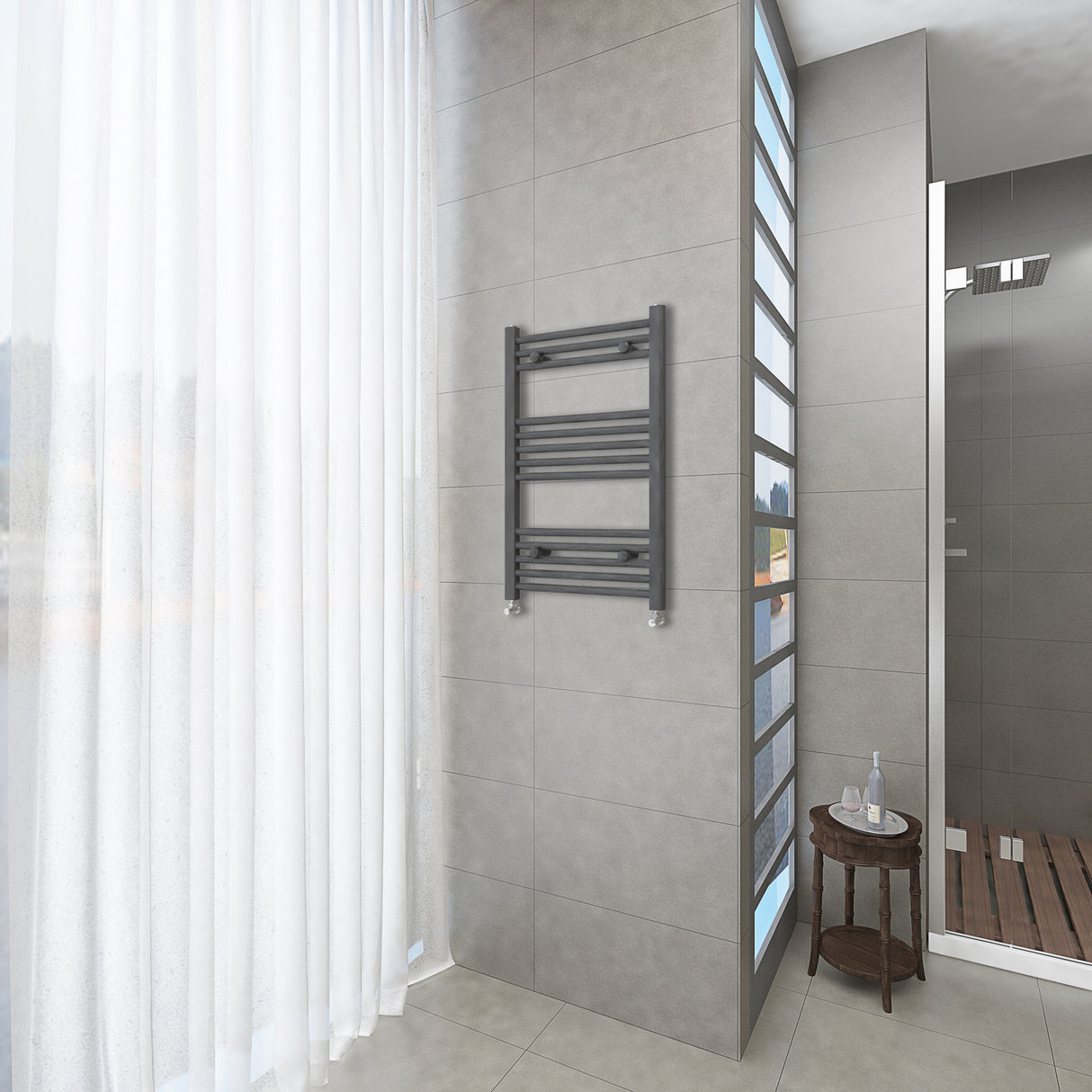 Anthracite vertical tall bathroom towel radiator