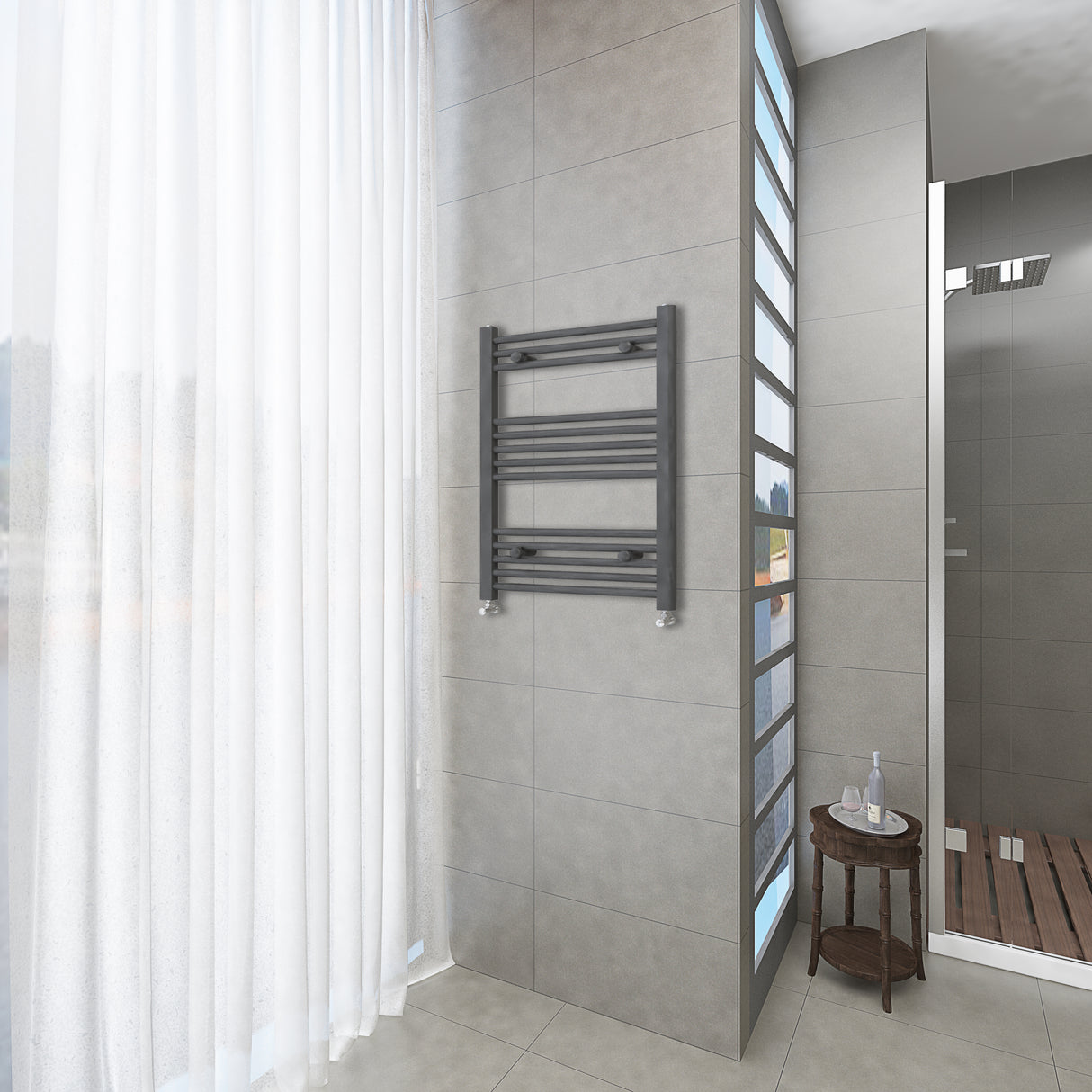 Anthracite vertical tall bathroom towel radiator
