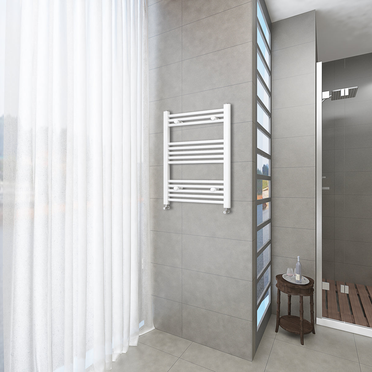 Modern Splash Bathrooms White Central Heating Towel Rail Straight Designer Ladder Radiator Warmer