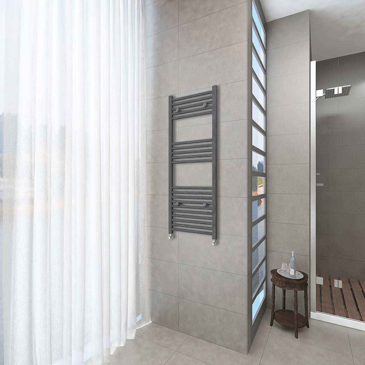 Anthracite vertical tall bathroom towel radiator