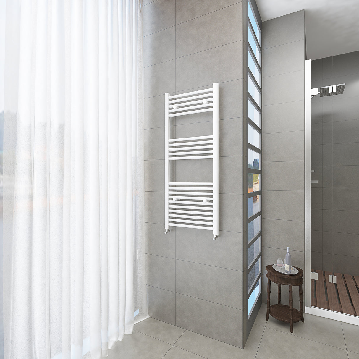 Modern Splash Bathrooms White Central Heating Towel Rail Straight Designer Ladder Radiator Warmer