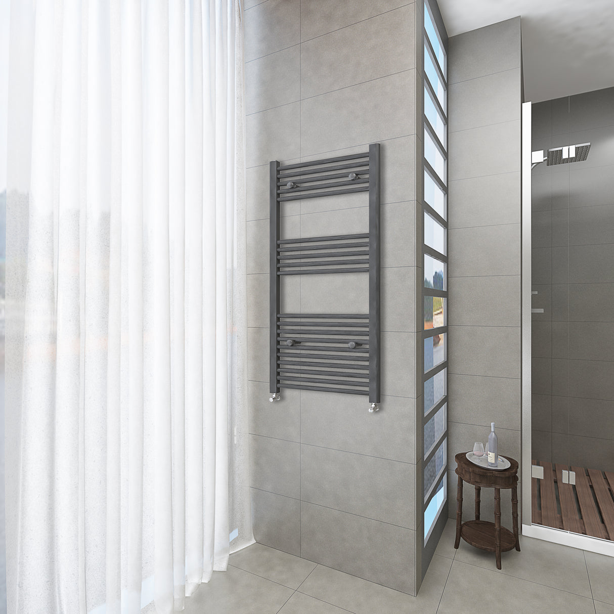 Anthracite vertical tall bathroom towel radiator