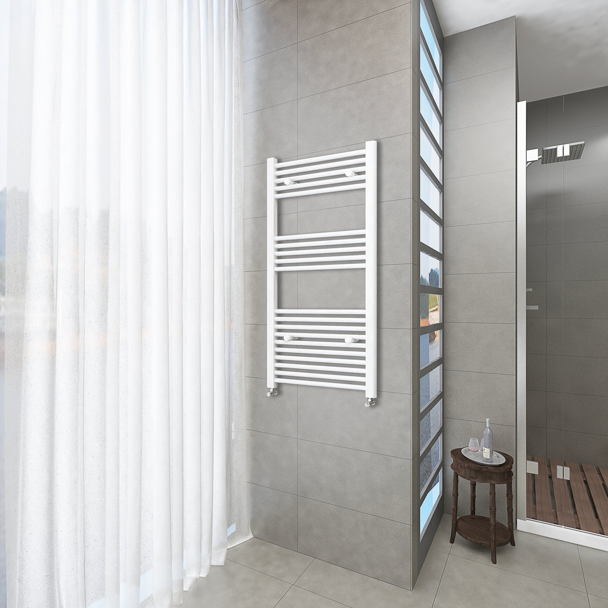 Modern Splash Bathrooms White Central Heating Towel Rail Straight Designer Ladder Radiator Warmer