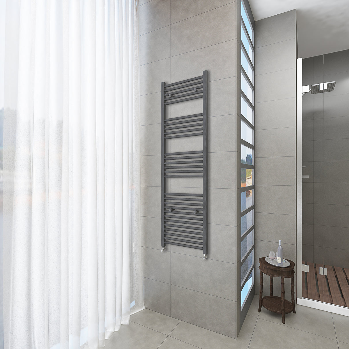 Anthracite vertical tall bathroom towel radiator