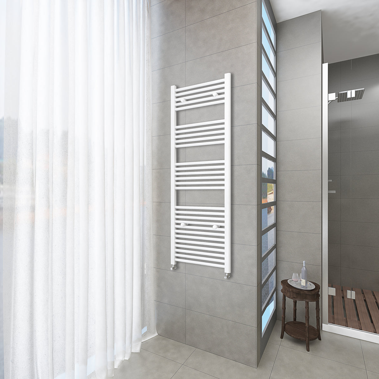 Modern Splash Bathrooms White Central Heating Towel Rail Straight Designer Ladder Radiator Warmer