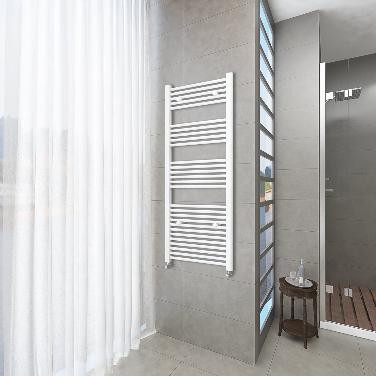 Modern Splash Bathrooms White Central Heating Towel Rail Straight Designer Ladder Radiator Warmer