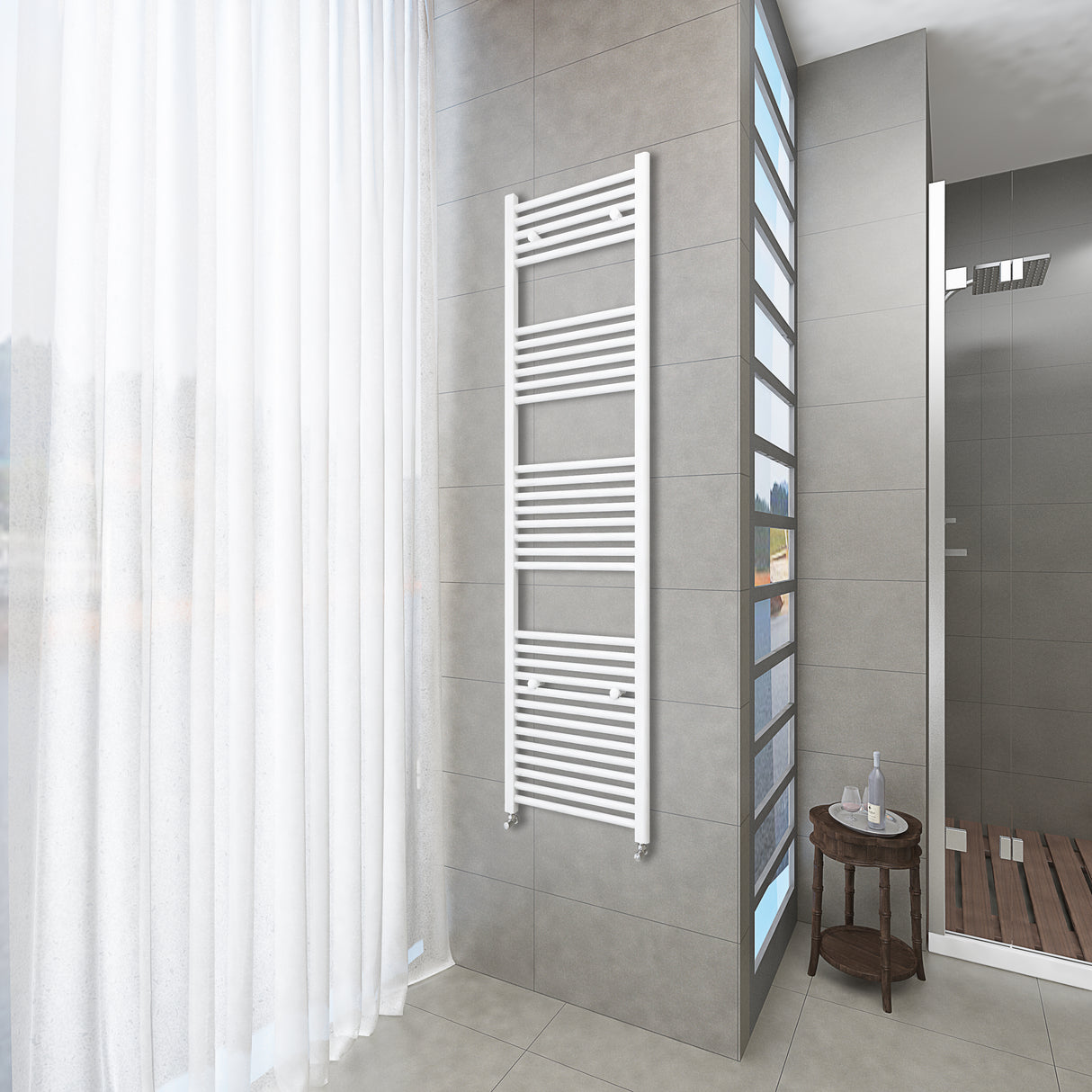 Modern Splash Bathrooms White Central Heating Towel Rail Straight Designer Ladder Radiator Warmer