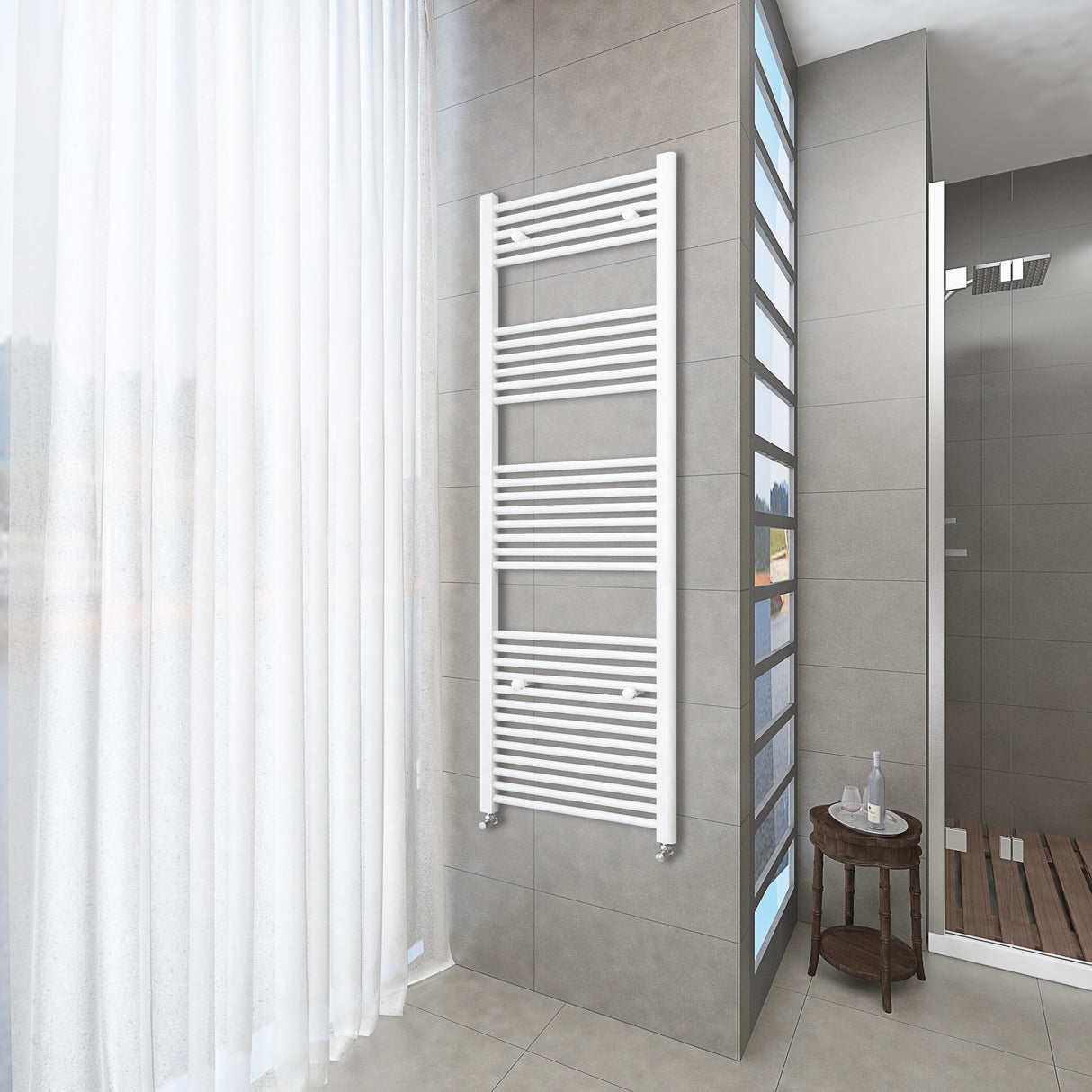 Modern Splash Bathrooms White Central Heating Towel Rail Straight Designer Ladder Radiator Warmer