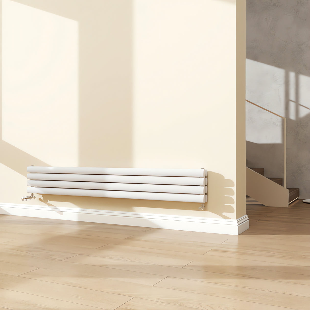 Modern Splash White Horizontal Oval Column Radiator 236x1600mm Double