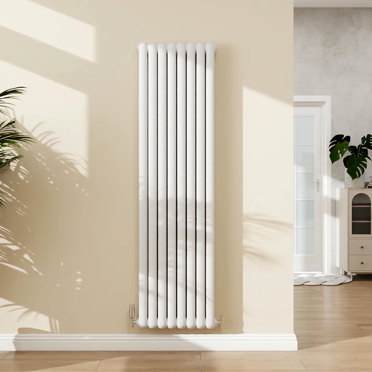 Modern Splash White Vertical Cast Iron Round Tube Radiator 1800x504mm Double