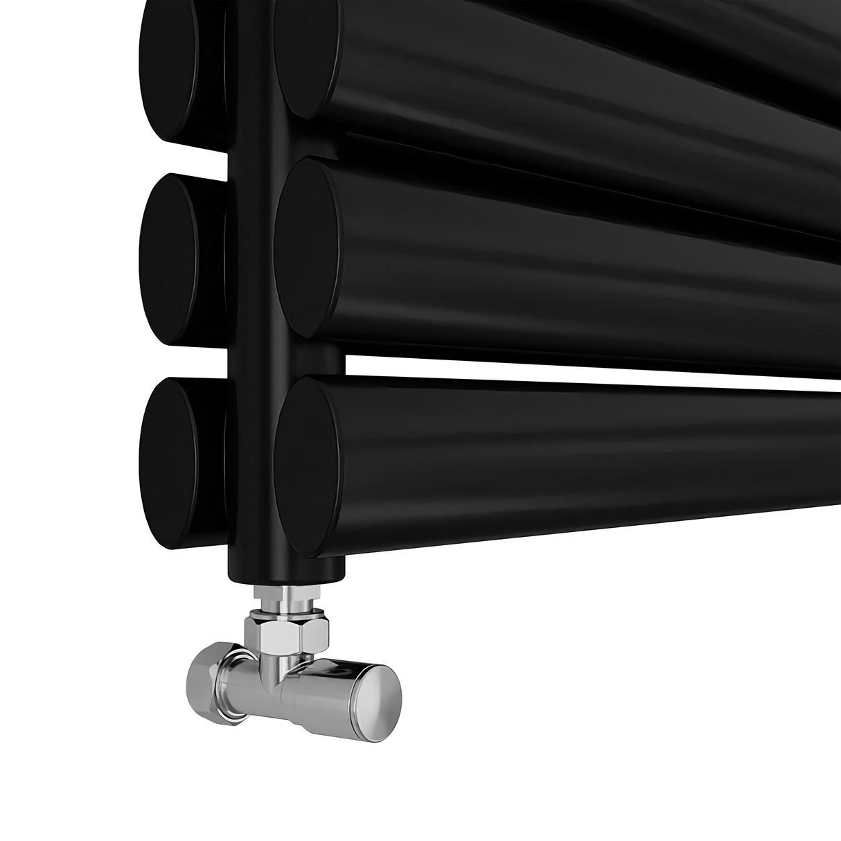 Modern Splash Black Horizontal Oval Column Radiator 354x1600mm Double