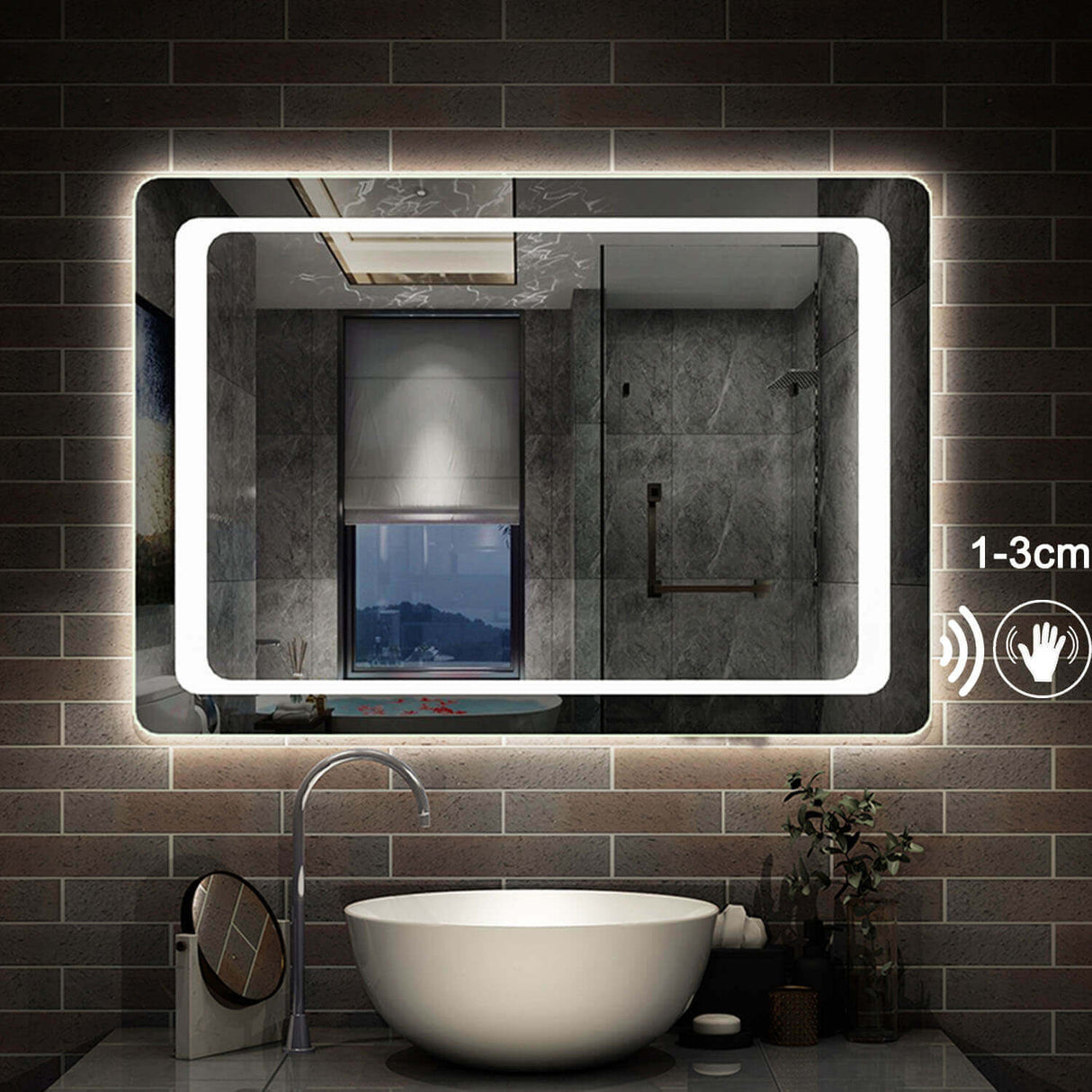 Modern Splash LED Rectangle Mirror