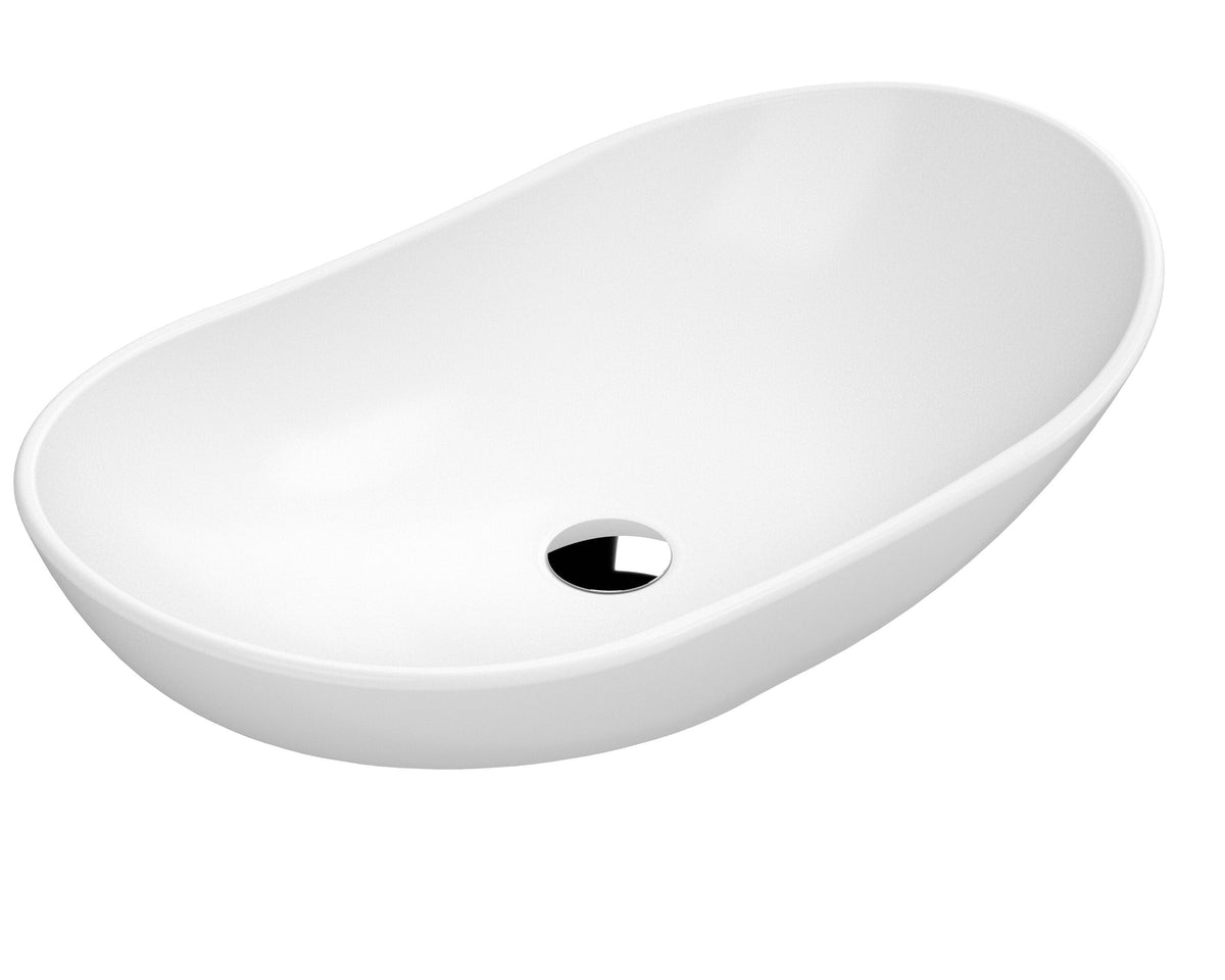 615mm Matt White Ceramic Oval Vessel