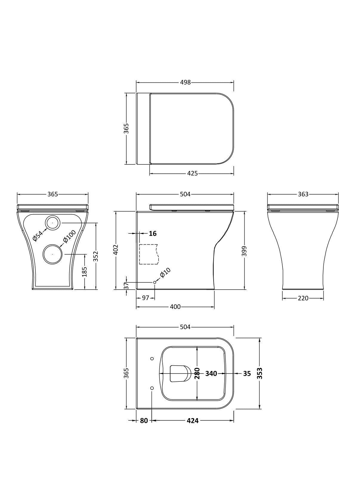 Modern Splash Ava Round Back to Wall Toilet Pan With Seat