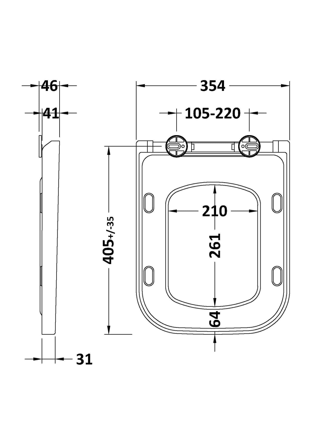 Modern Splash White Square Soft Close Toilet Seat With Quick Release Hinge (Compatible Ava)