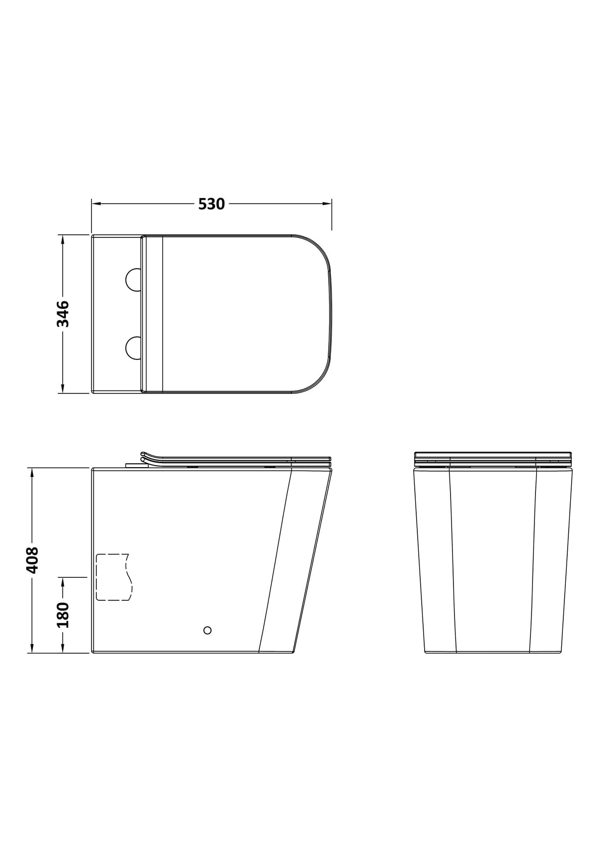 Modern Splash Orlen Back to Wall Square Rimless Toilet Pan With Soft Close Seat