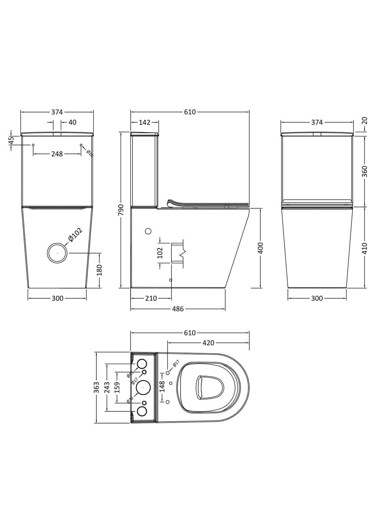 Modern Splash Fenton Close Coupled Toilet