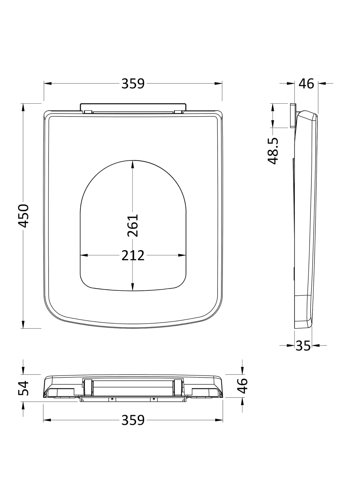 Modern Splash White D-Shaped Soft Close Toilet Seat With Top Fix Hinge