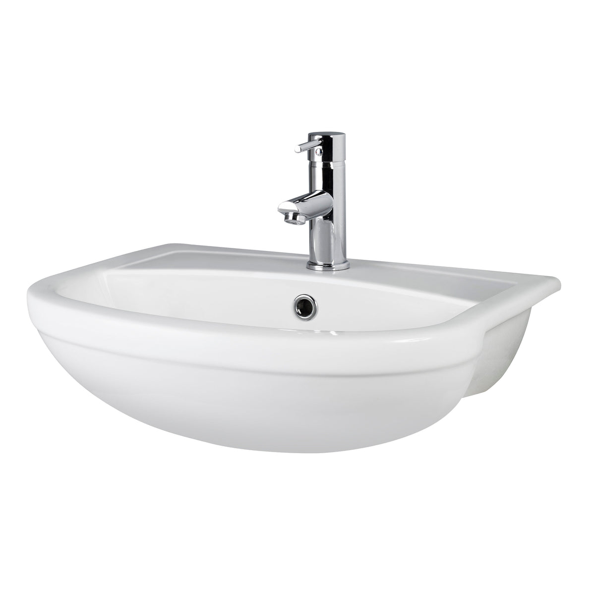 Modern Splash Harmony 500mm 1 Tap Hole Ceramic Semi-Recessed Basin