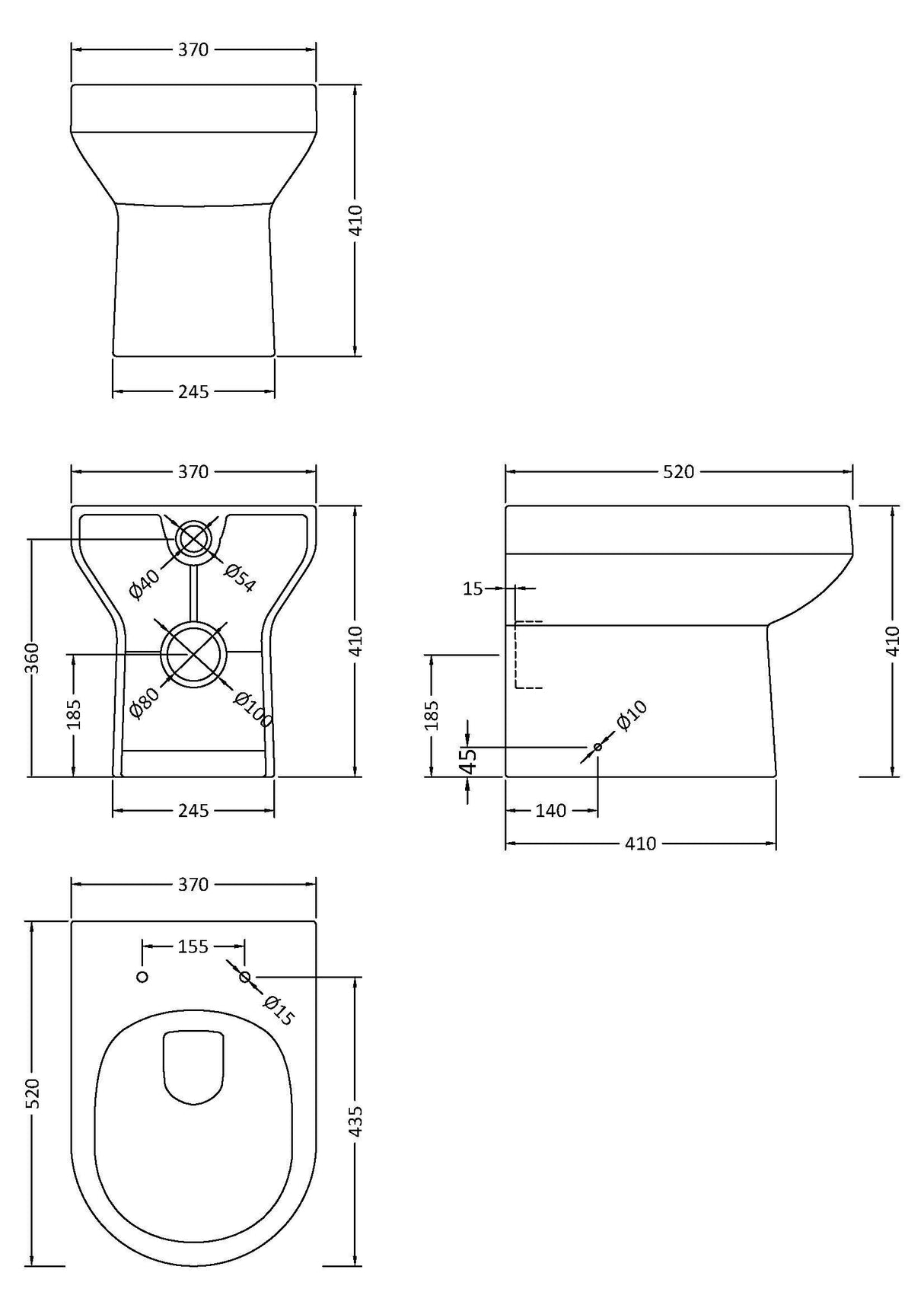 Modern Splash Harmony Round Back to Wall Toilet Pan