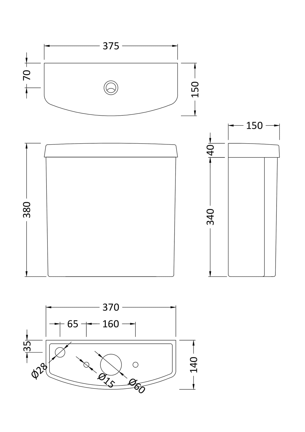Modern Splash Close Coupled Cistern