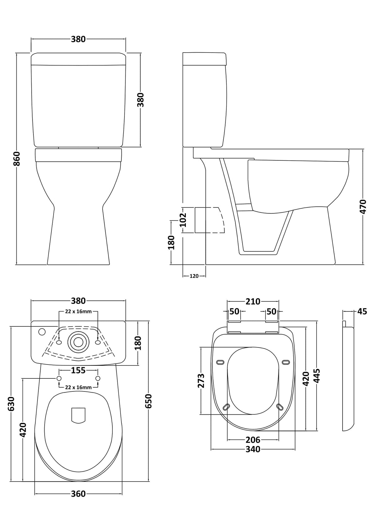 Modern Splash Accessible Comfort Height Close Coupled Toilet