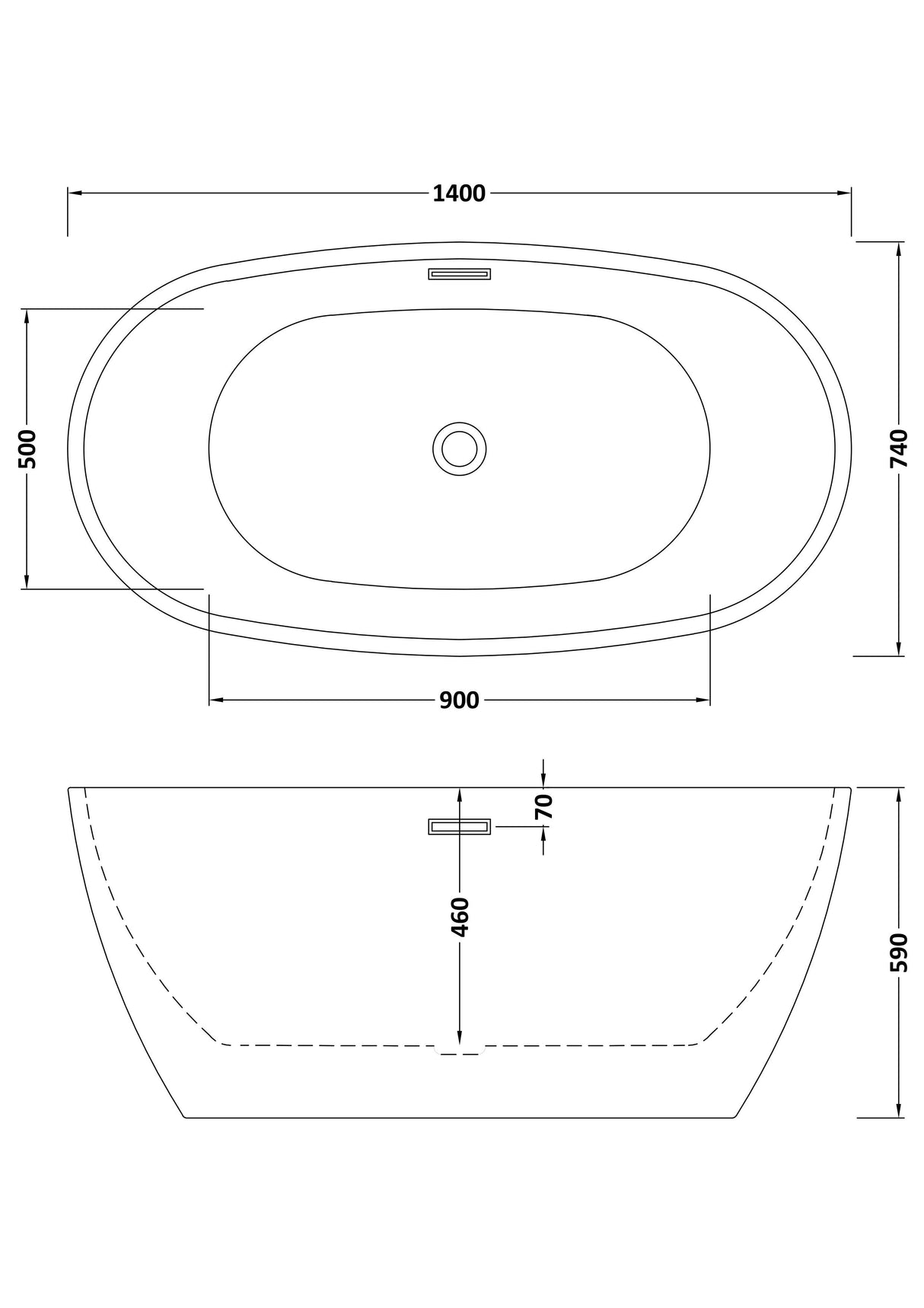 Modern Splash Pendulum 1400mm Freestanding Bath With Legs And Waste