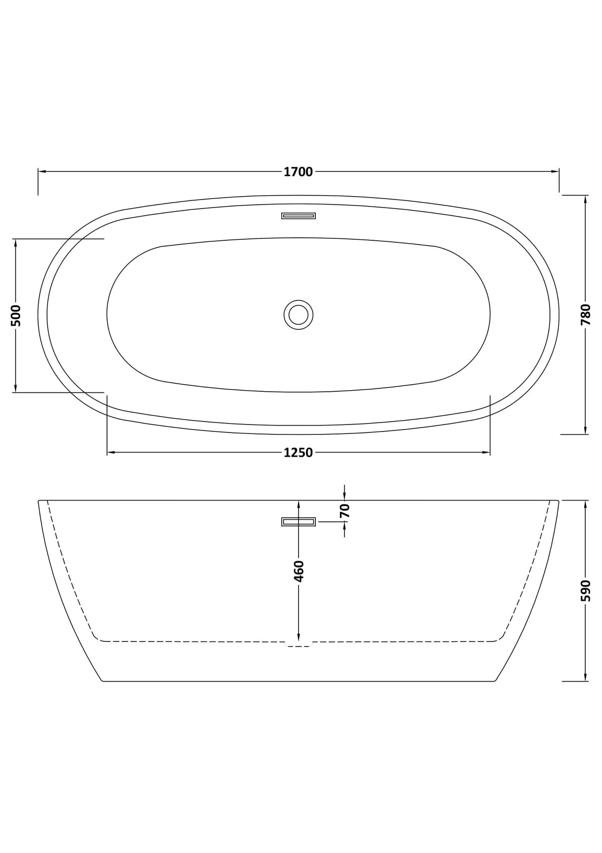 Modern Splash Pendulum 1700mm Freestanding Bath With Legs And Waste